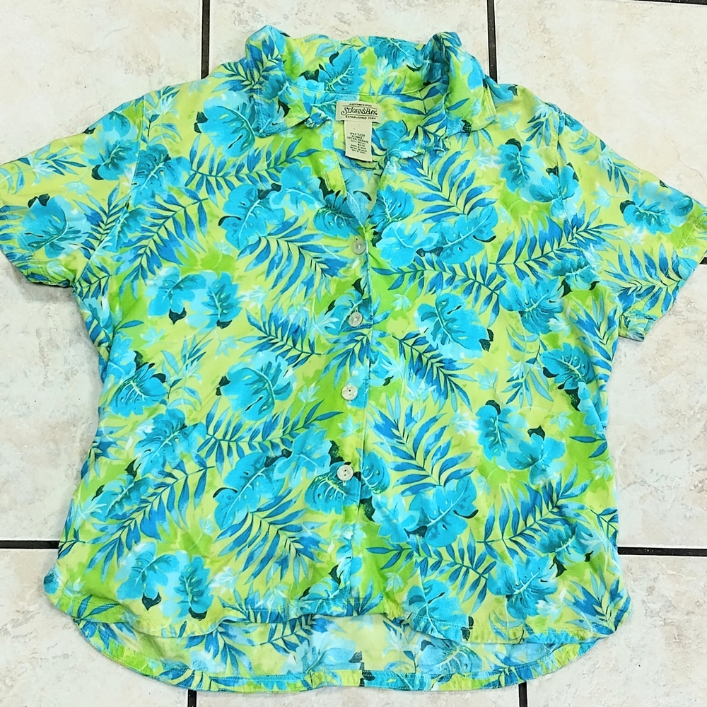 Tropical Blue and Green Kids Shirt